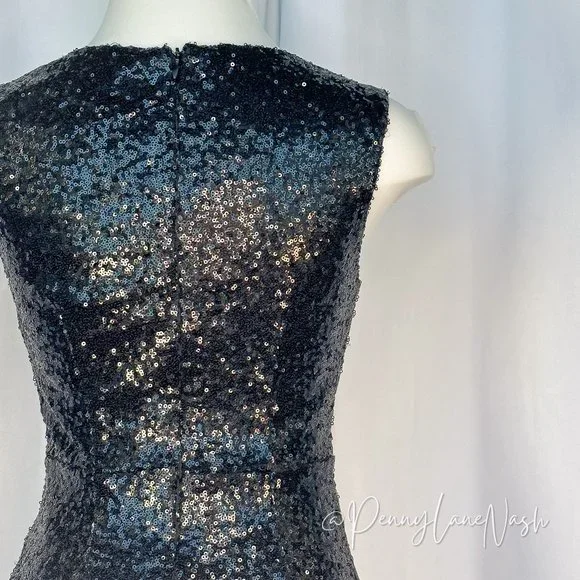 Tobi Gwyn Deep V Neck Sequin Bodycon Dress Black - Picture 11 of 11